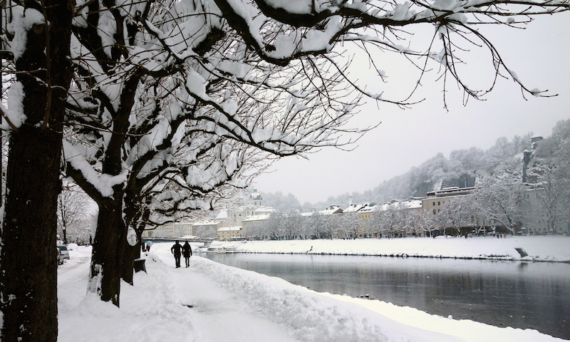 Winterspaziergang Salzach Salzburg Stadt